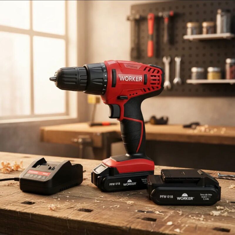 Furadeira/parafusadeira À Bateria Worker Pfw 018- Bivolt- 2 Baterias